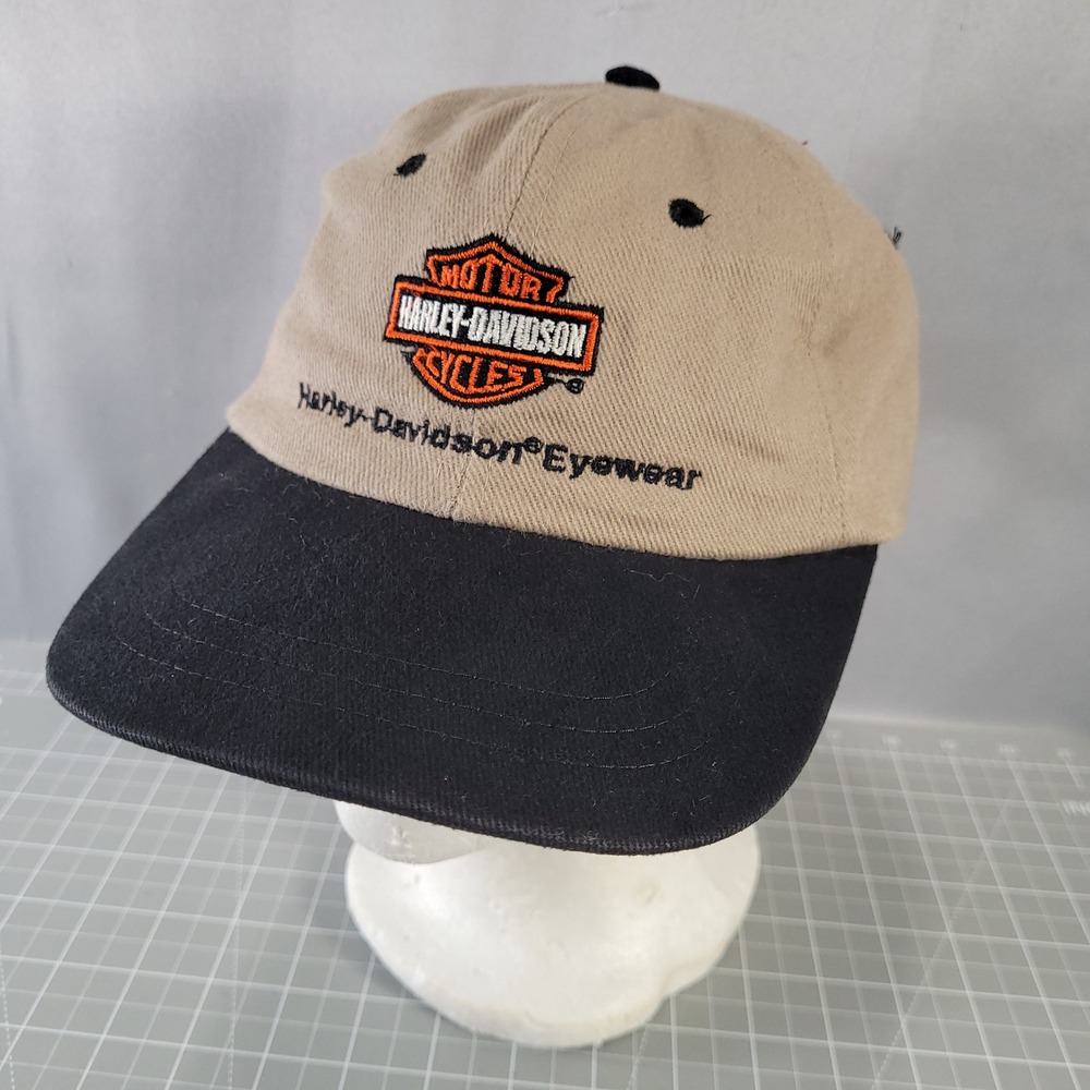 Harley-Davidson‎ Baseball Cap Tan Black Eyewear Embroidered Strapback KC Caps